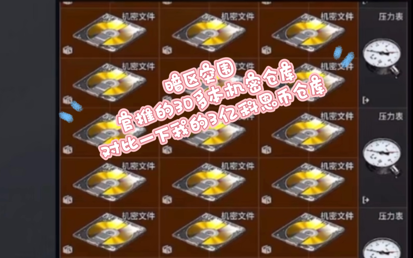 暗区突围30多本机密文件仓库对比我的3亿多科恩币仓库