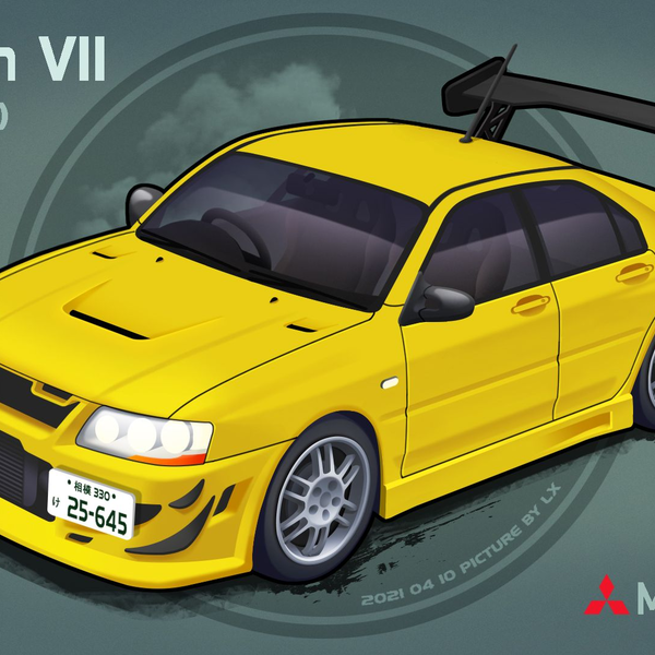 头文字D》小早川座驾Mitsubishi Lancer Evolution VII GSR(CT9A) 绘制 