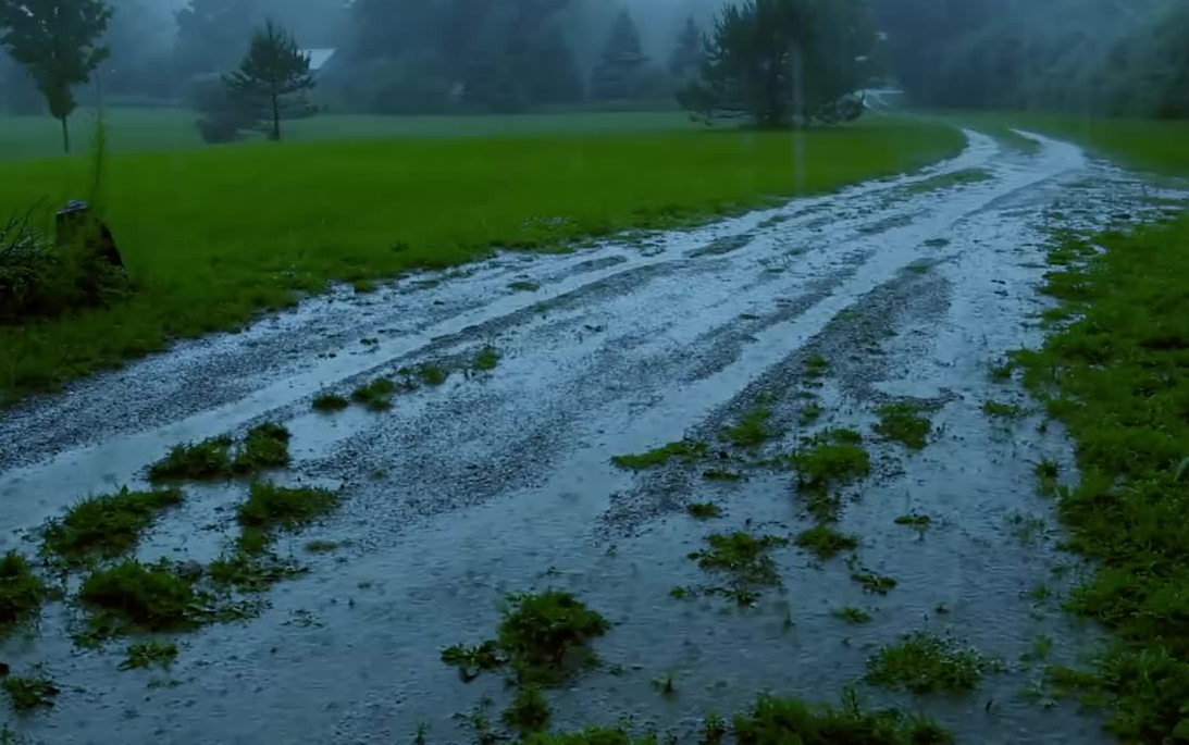 5小時泥濘道路 暴雨聲 雷雨交加的氛圍