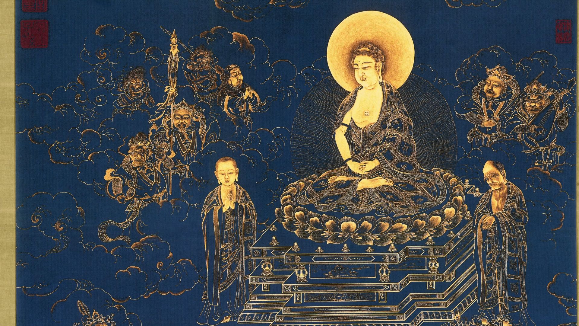 清 丁观鹏 无量寿佛 黑金