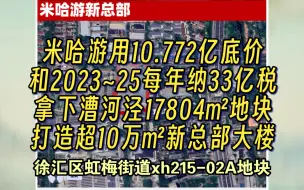 Descargar video: 米哈游用10.772亿底价拿下漕河泾总部17804㎡地块，打造超10万㎡新总部大楼