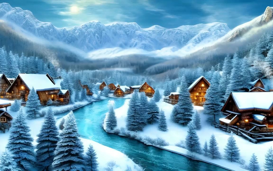 m148 4k圣诞节快乐喜庆圣诞树老人雪景晚会舞台led大屏幕视频背景素材