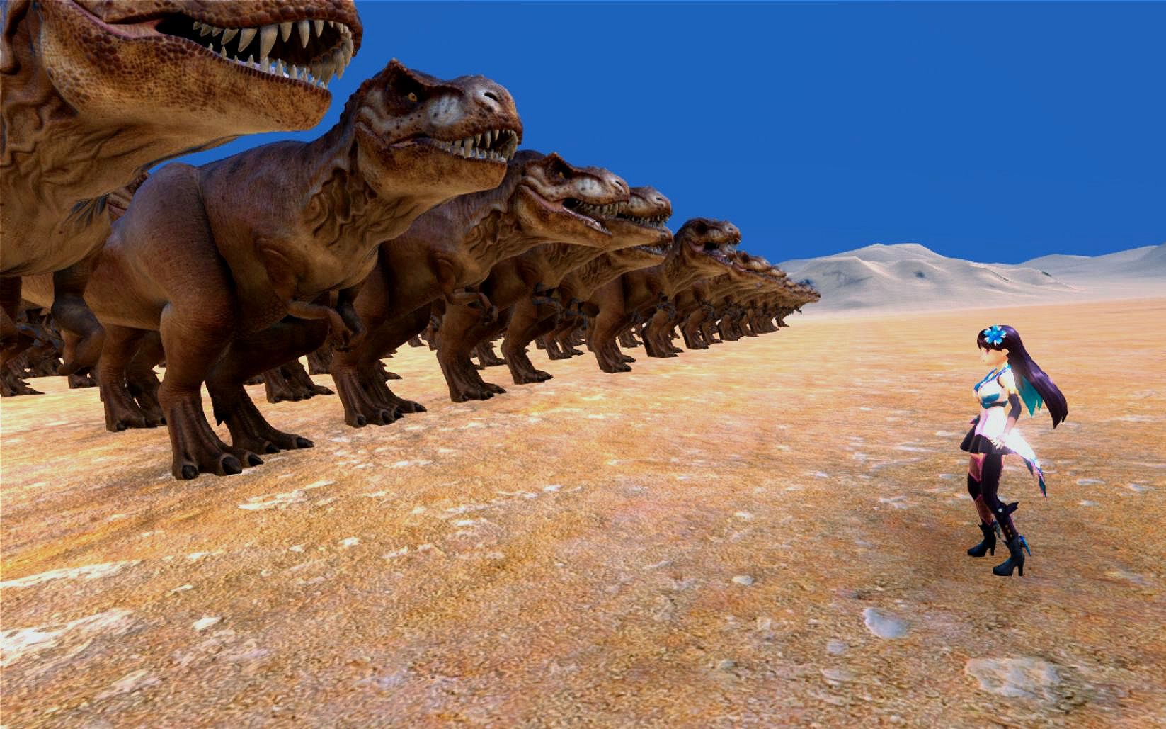 1个美女把1000头霸王龙给包围了,她居然能吃掉霸王龙,太诡异