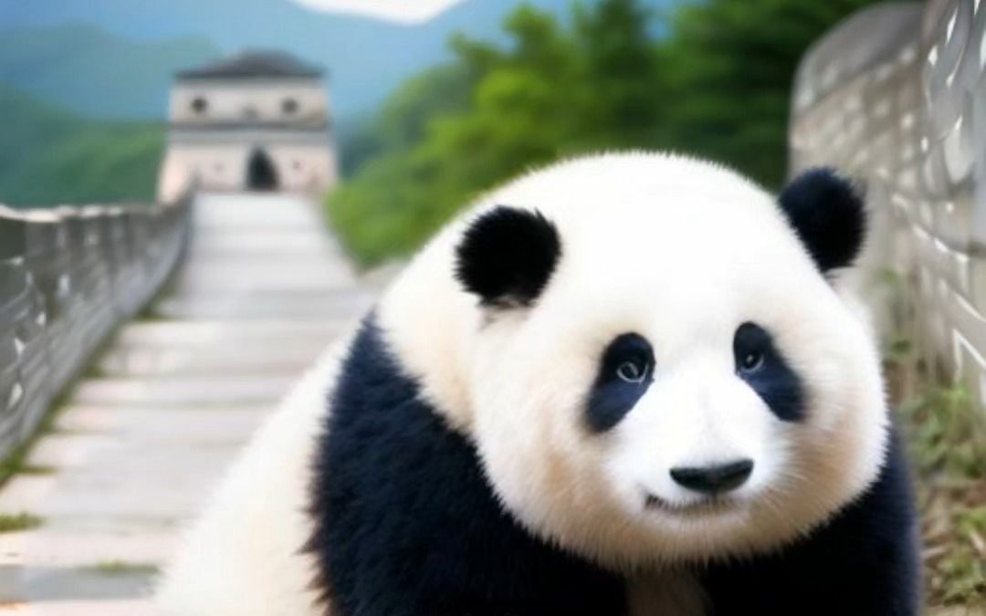 【大熊猫和花】花花打卡长城 ai绘画