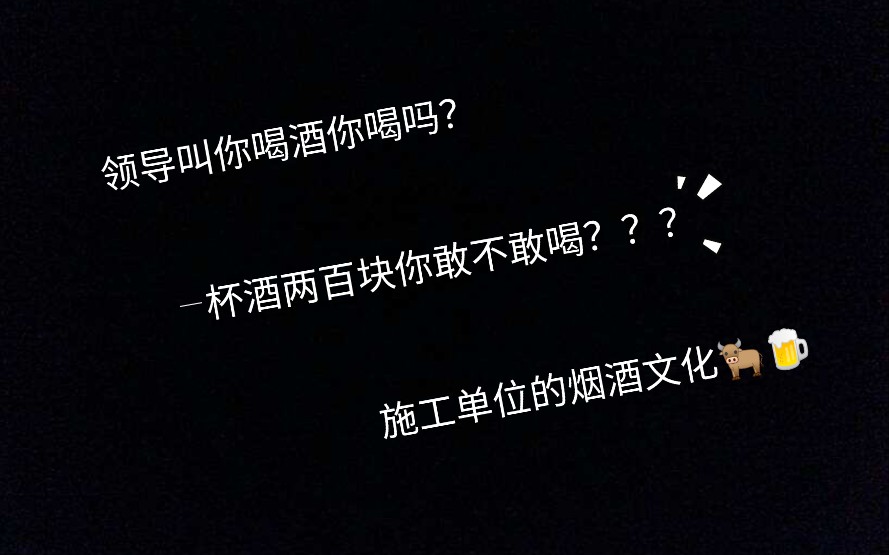 领导跟你喝酒你喝不喝?一杯两百让你喝你喝吗?施工单位的烟酒文化,年轻人顶不住啊哔哩哔哩bilibili