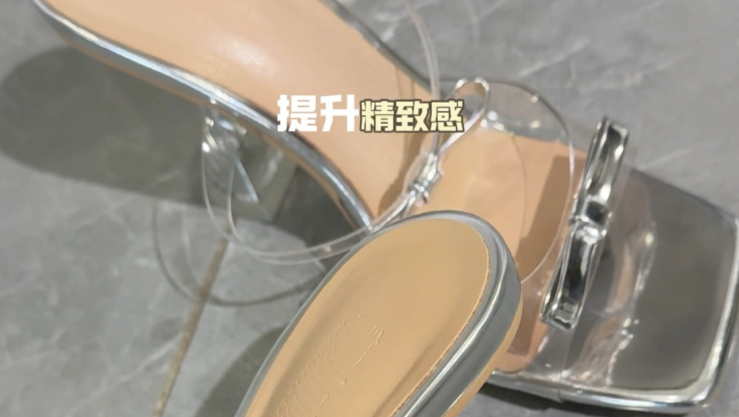 透明蝴蝶结高跟鞋～