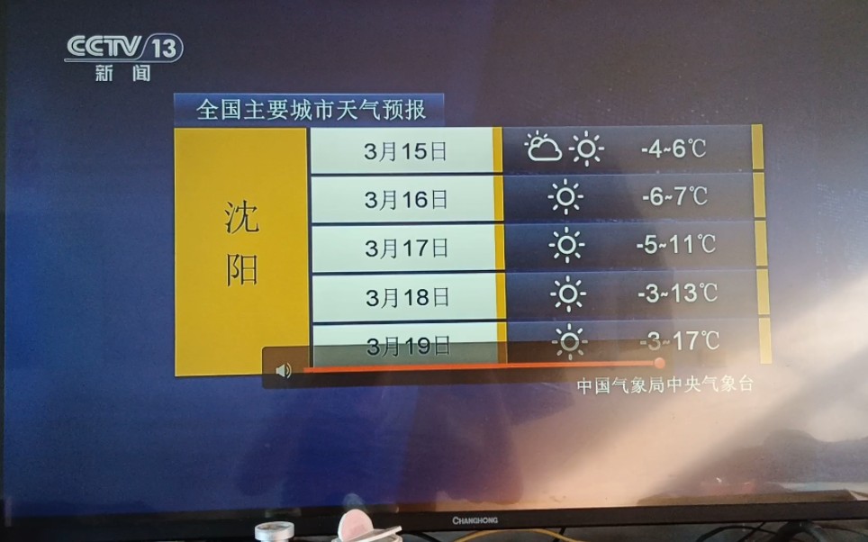 CCTV13使用了2015年大夜时段版本的天气预报,但是宋体字……哔哩哔哩bilibili