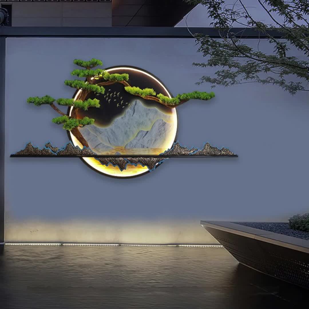 新中式户外防水壁灯室外太阳能别墅庭院楼梯过道背景墙景观灯墙饰1774