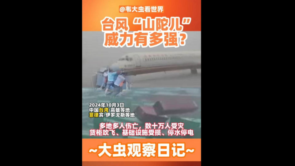 台风“山陀儿”威力有多强?我国台湾、菲律宾北部,多人伤亡,数十万人受灾,基础设施受损,停水停电停工停课 #山陀儿 #台风 #台湾 #高雄 #菲律宾哔...