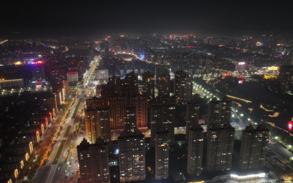 哈苏镜头下的江西省抚州市航拍夜景