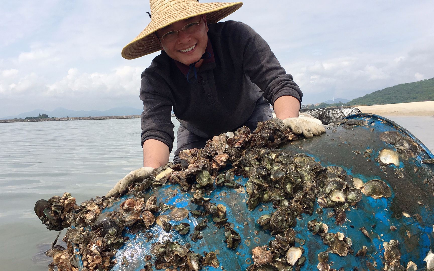 闲牛这次赶海过瘾一个桶上长满上百斤生蚝直接抓来下锅鲜美