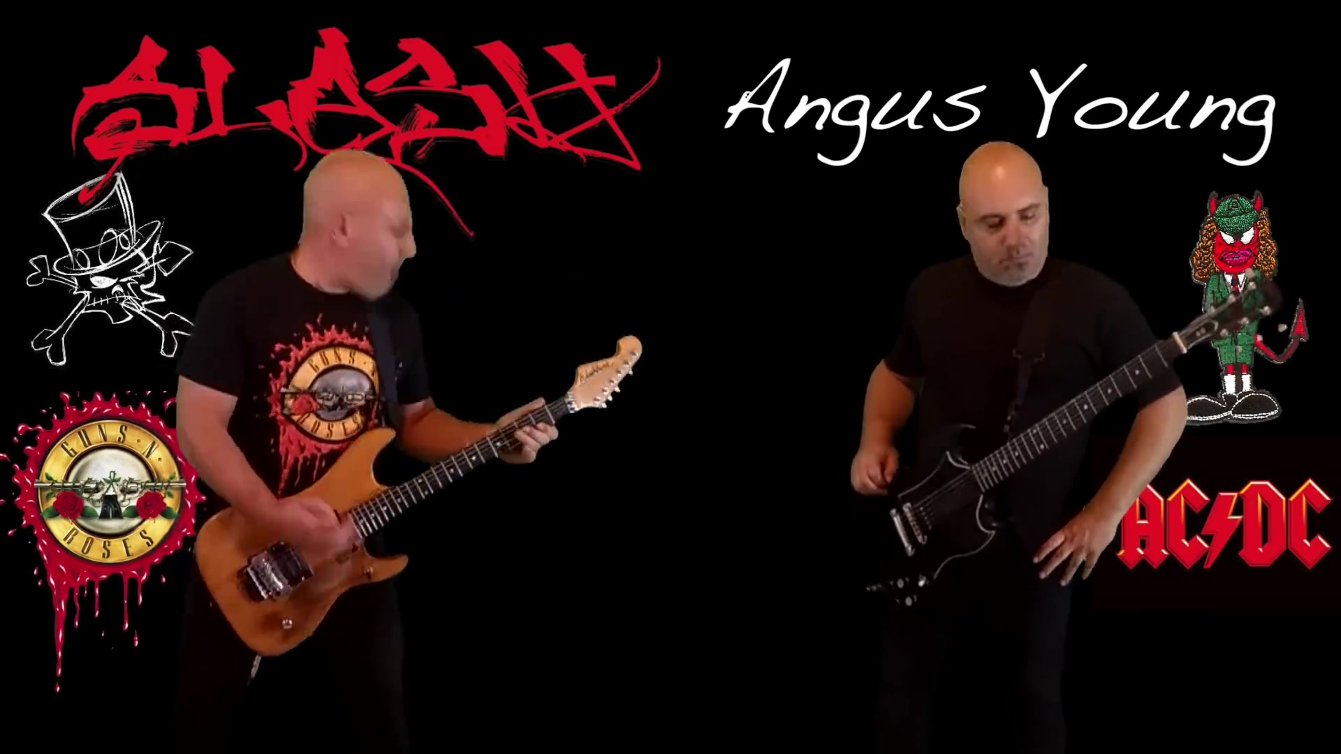 Slash (GN'R) VS Angus Young (AC-DC) Guitar Battle_哔哩哔哩_bilibili