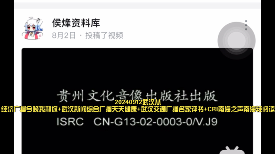20240912武汉从经济广播今晚我和你+武汉新闻综合广播天天健康+武汉交通广播名家评书+CRI南海之声南海轻阅读哔哩哔哩bilibili