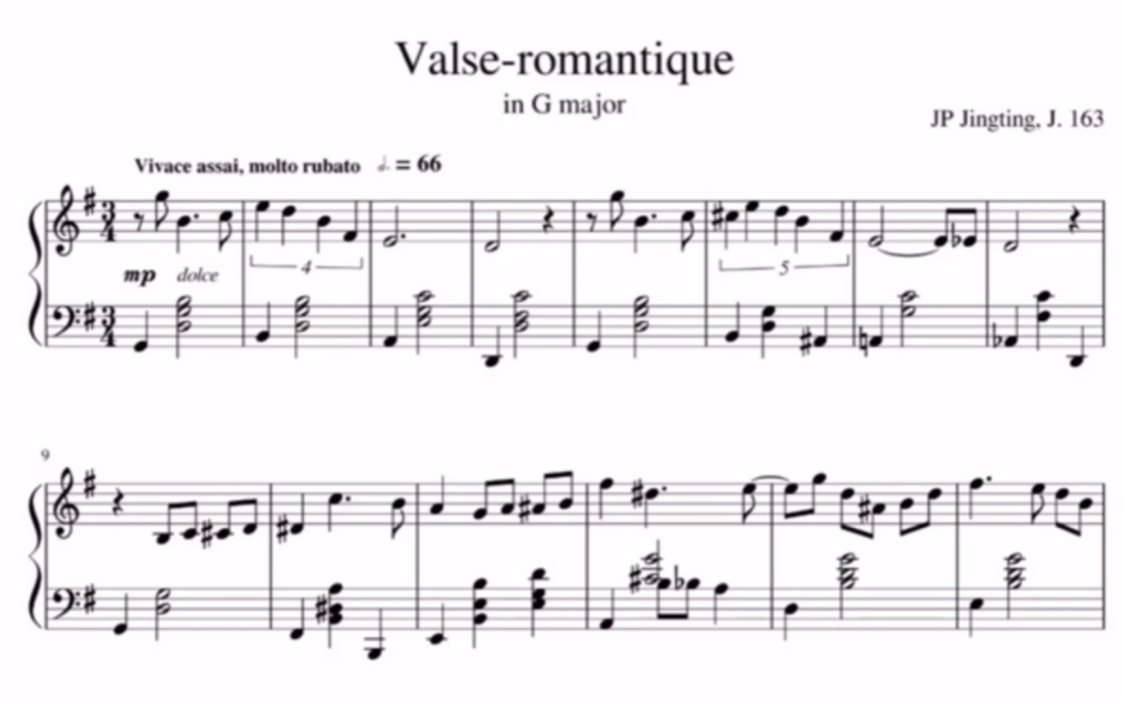 [图]【原创/钢琴独奏】J.163 Valse-romantique in G major（G大调浪漫圆舞曲）