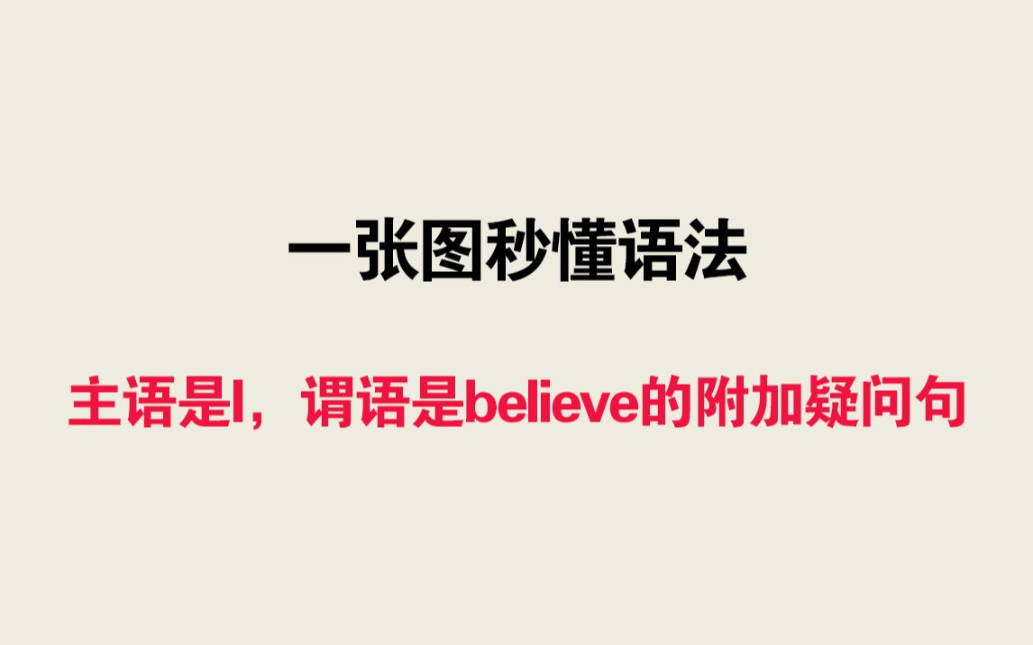 一张图秒懂语法——主语是I,谓语是believe的附加疑问句哔哩哔哩bilibili