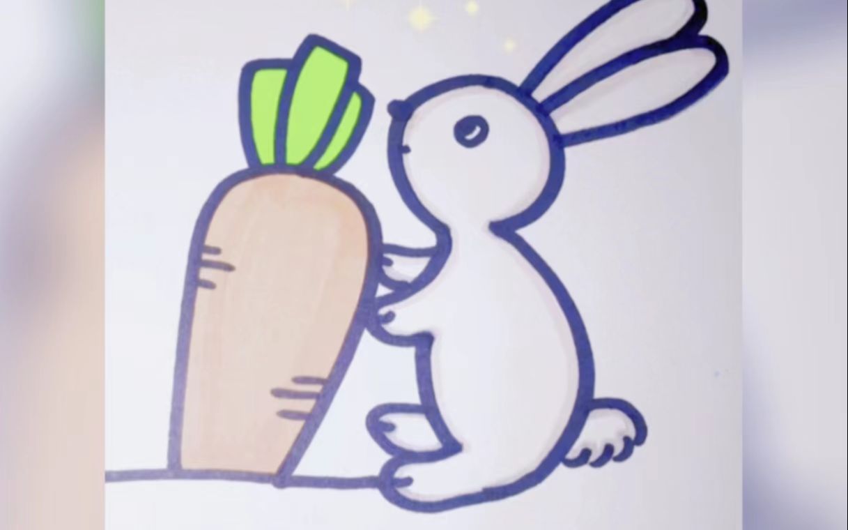 小白兔简笔画 拔萝卜图片