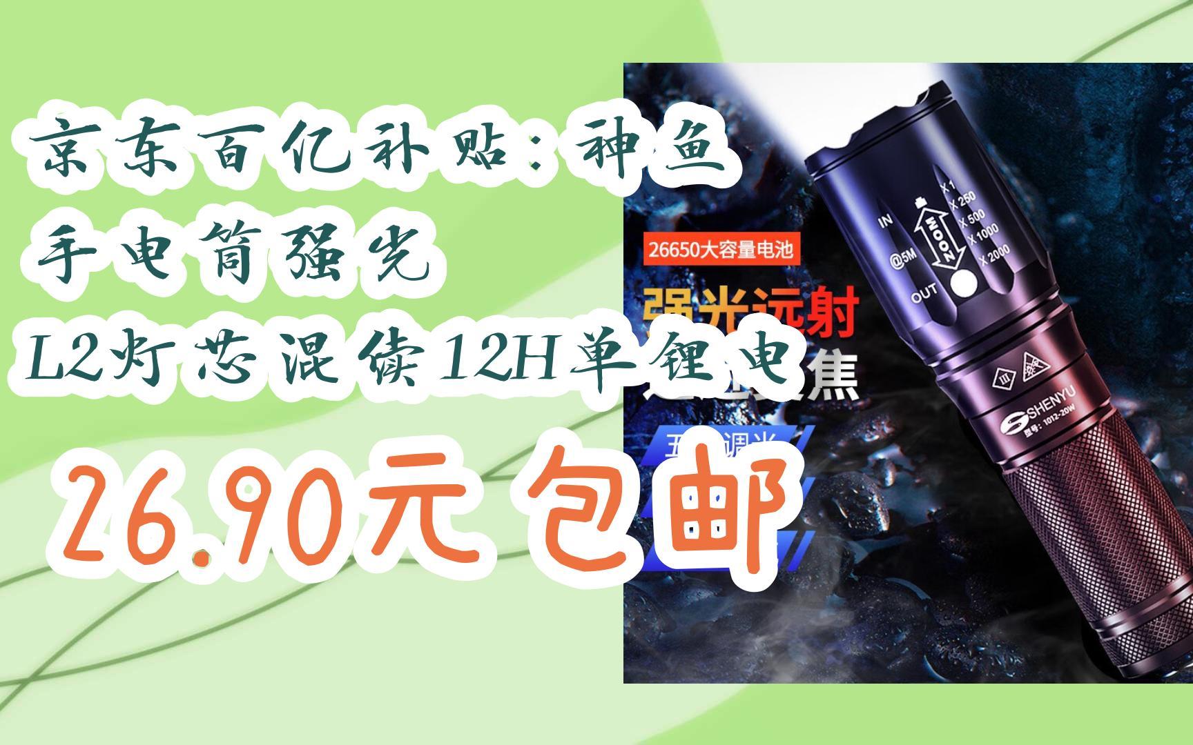 【優惠券l在簡介】:京東百億補貼: 神魚 手電筒強