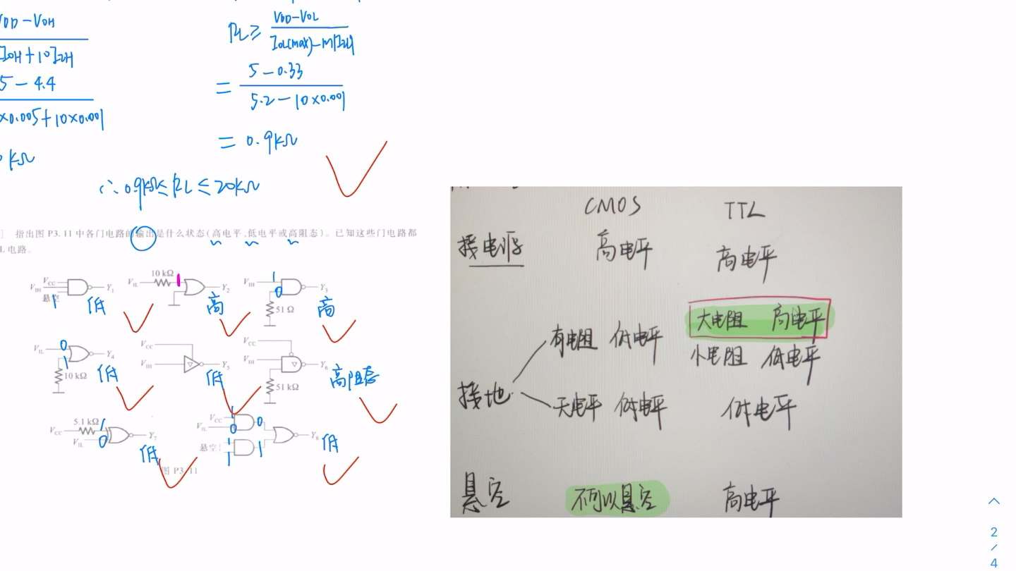 数电第三章 题型三 判断CMOS TTL门电路输出状态 复盘哔哩哔哩bilibili