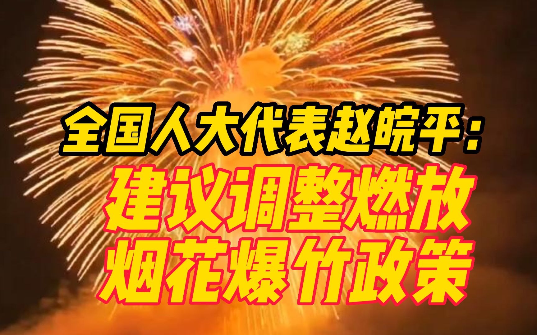 全国人大代表赵皖平:建议调整燃放烟花爆竹政策,设立集中燃放点、有序引导燃放哔哩哔哩bilibili