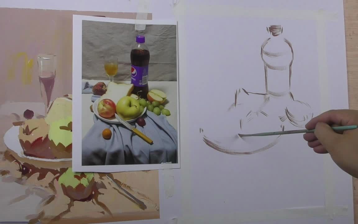 石家庄国培美术|色彩教程一色稿百事可乐