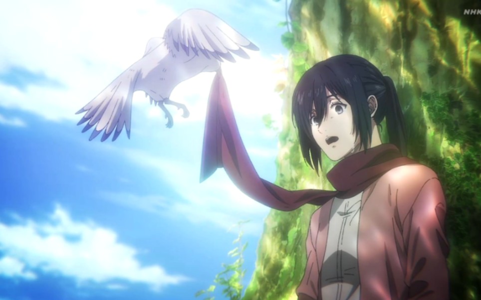 艾伦野鸽儿最后为三笠围上围巾