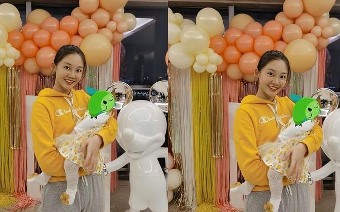 郑恺女儿百日宴现场照曝光,打扮成小公主,脸肉嘟嘟的像蜡笔小新