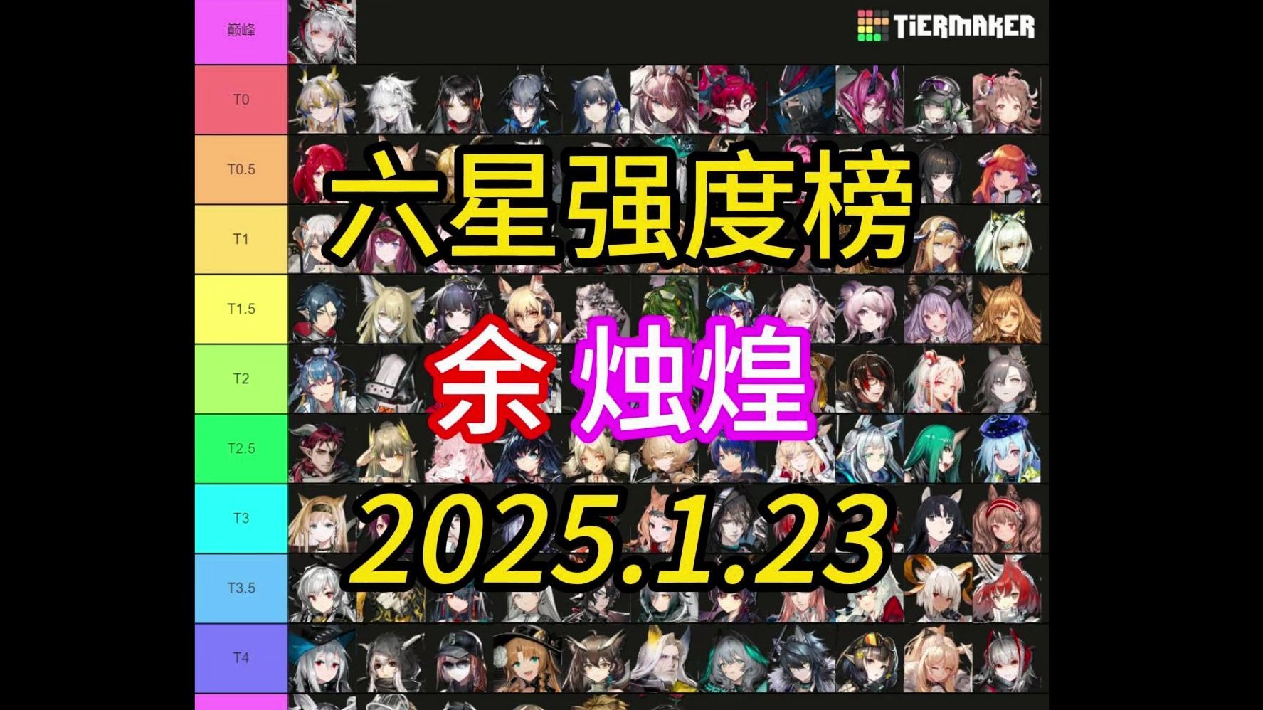 【明日方舟】2025新年干员强度排行榜 余/烛煌 (2025.1.23)手机游戏热门视频