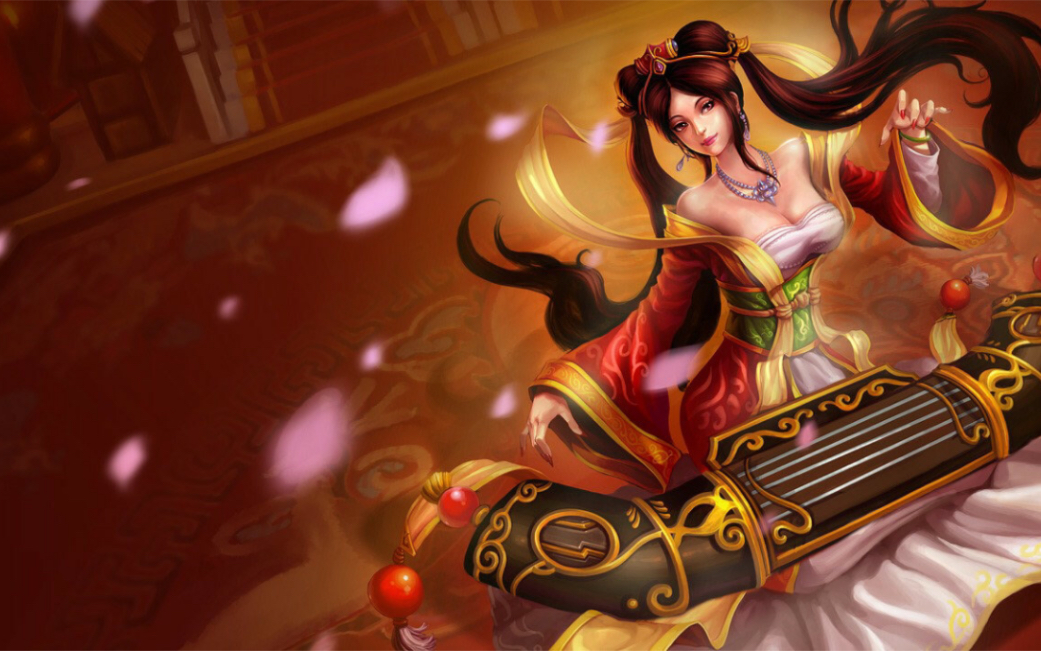 【特效更新对比】龙年限定琴女:增加花瓣特效,光环特效更新