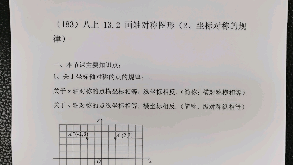 [图]（183）八上13.2 画轴对称图形（第2课时：坐标对称的规律）