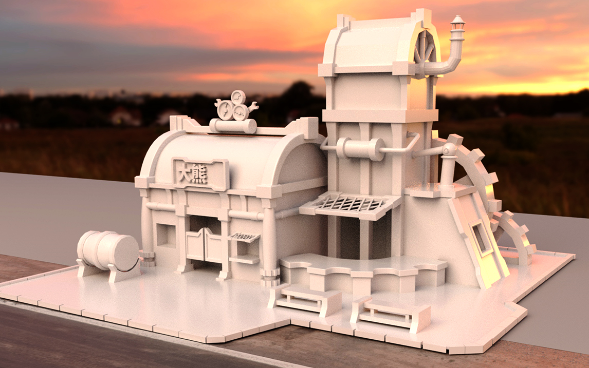 贩卖日落—maya基础场景建模搭建,场景模型渲染案例教学