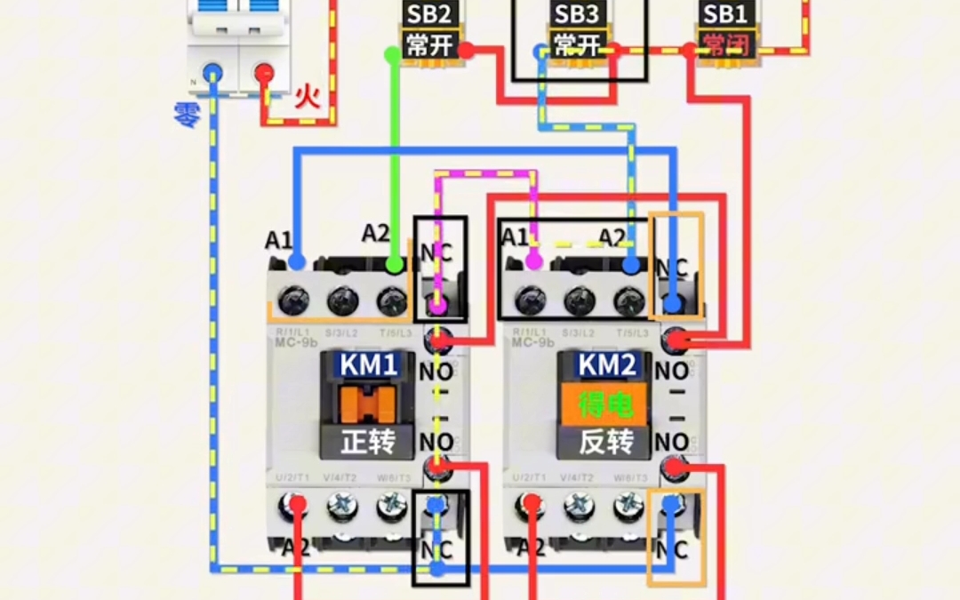 看懂三相电机正反转接线