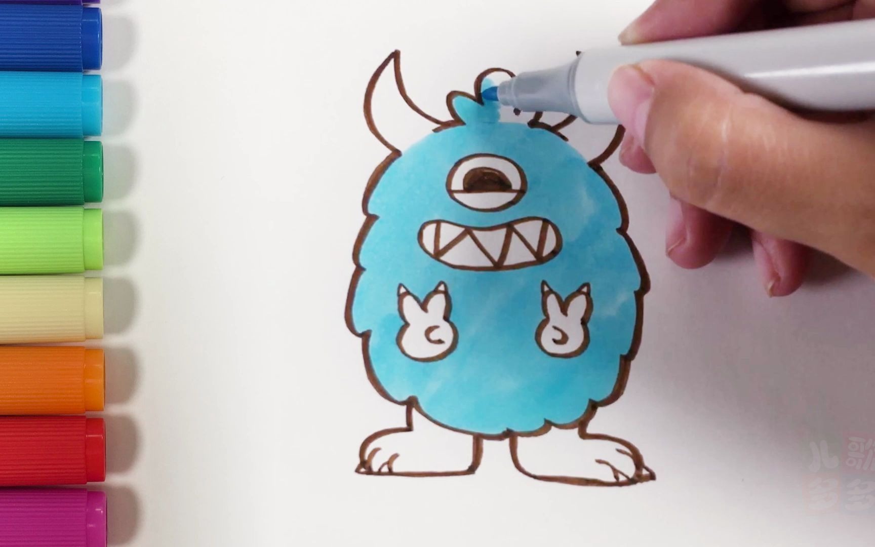 儿歌多多儿童简笔画小雪怪 冬天学画简单的可爱小雪怪