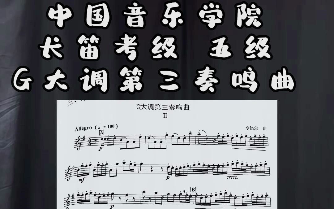 长笛考级 5级曲目 【g大调第三奏鸣曲】