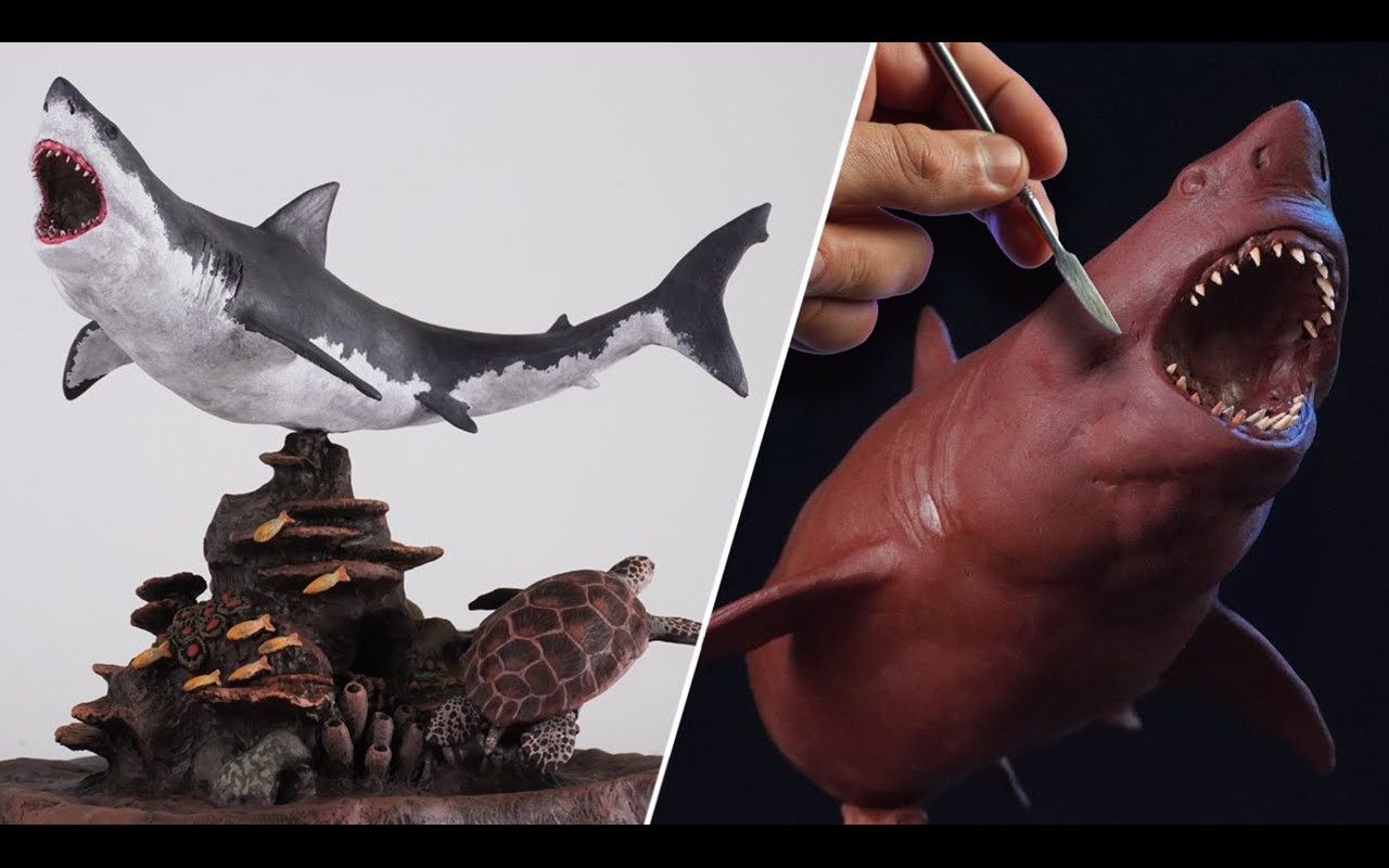 【雕塑】大佬制作大白鲨粘土雕像 | 作者:dr. garuda