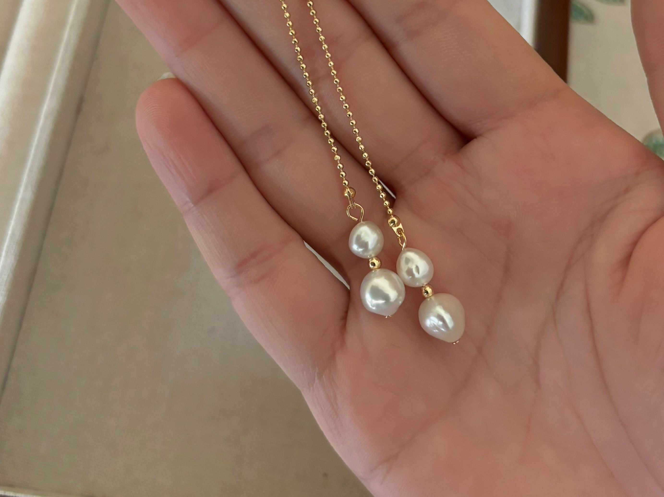 手作教程~极简风珍珠耳环