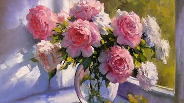 油画】静物-牡丹_哔哩哔哩_bilibili