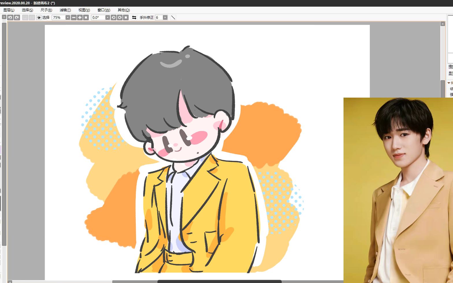 q版宋亚轩简笔画过程~涂鸦摸鱼过程记录