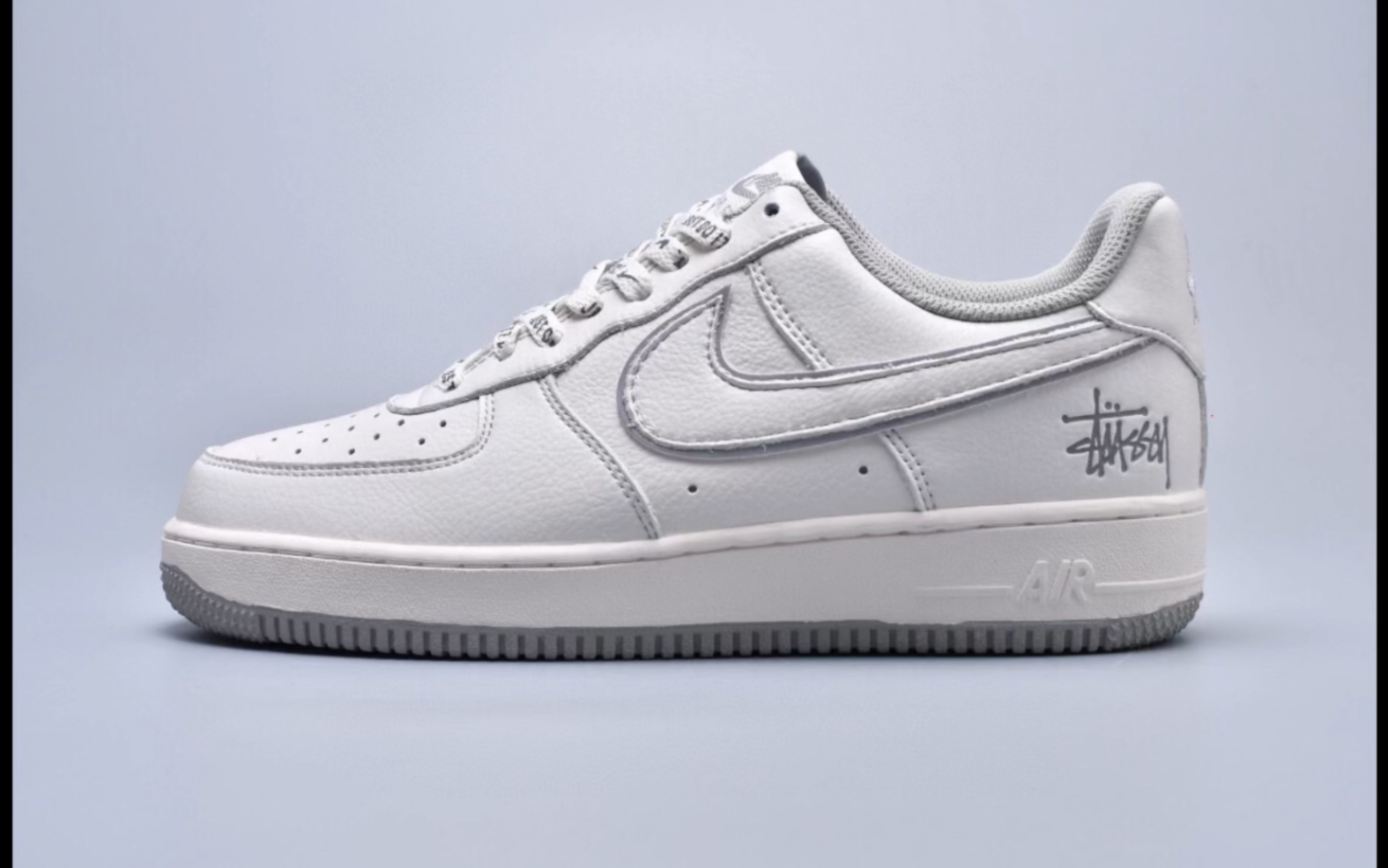 耐克空军一号 stussy x air force 1 low 白银斯图西联名米灰反光低帮