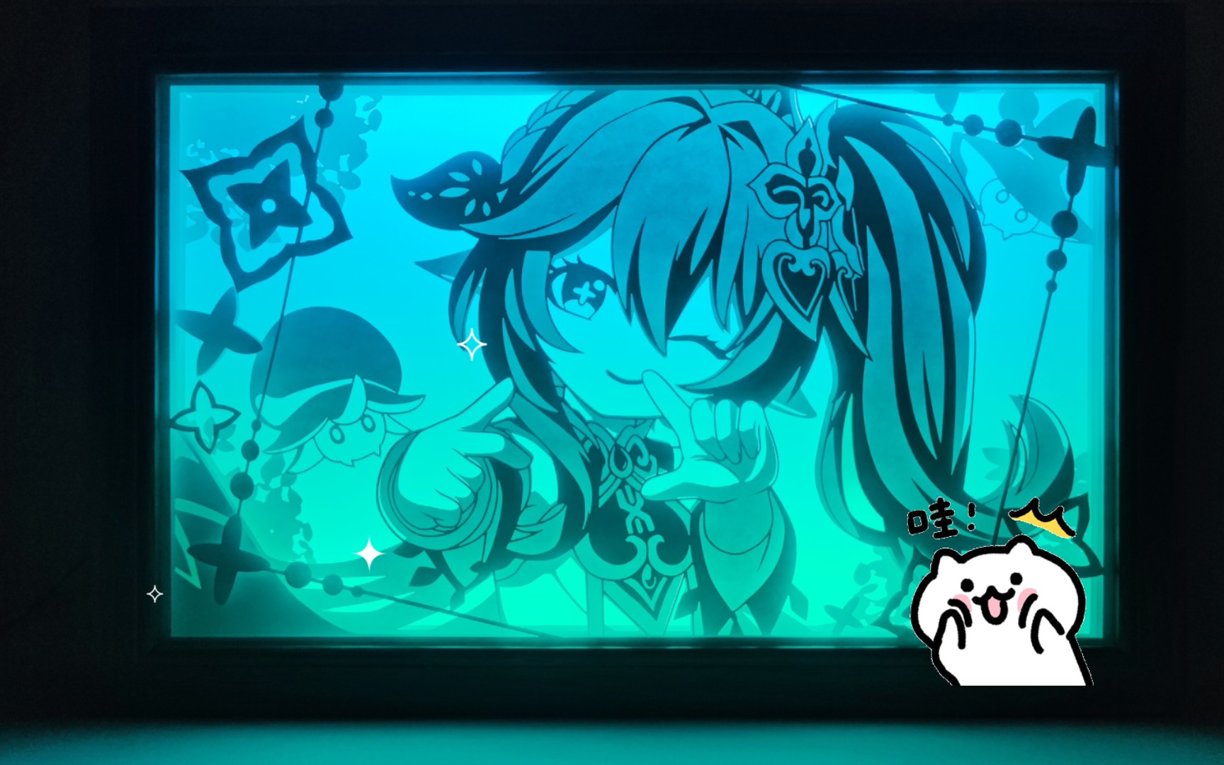 【原神】同人周边 温迪&钟离&雷电将军&纳西妲提瓦特四神纸雕灯展示