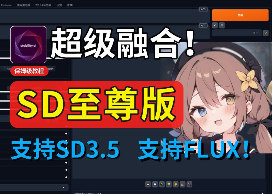 Stablediffusion又又更新了!全网超强首个【 SD至尊版】支持超强SD3.5+FLUX大模型!SD整合汉化安装包教程!拿走不谢,零基础学AI绘画必备哔哩哔哩...