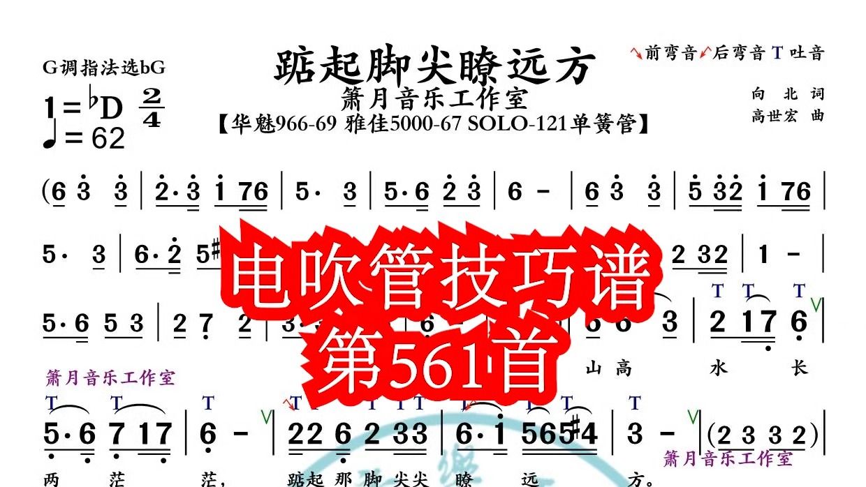 [图]《踮起脚尖瞭远方》第561首电吹管技巧动态简谱演奏示范