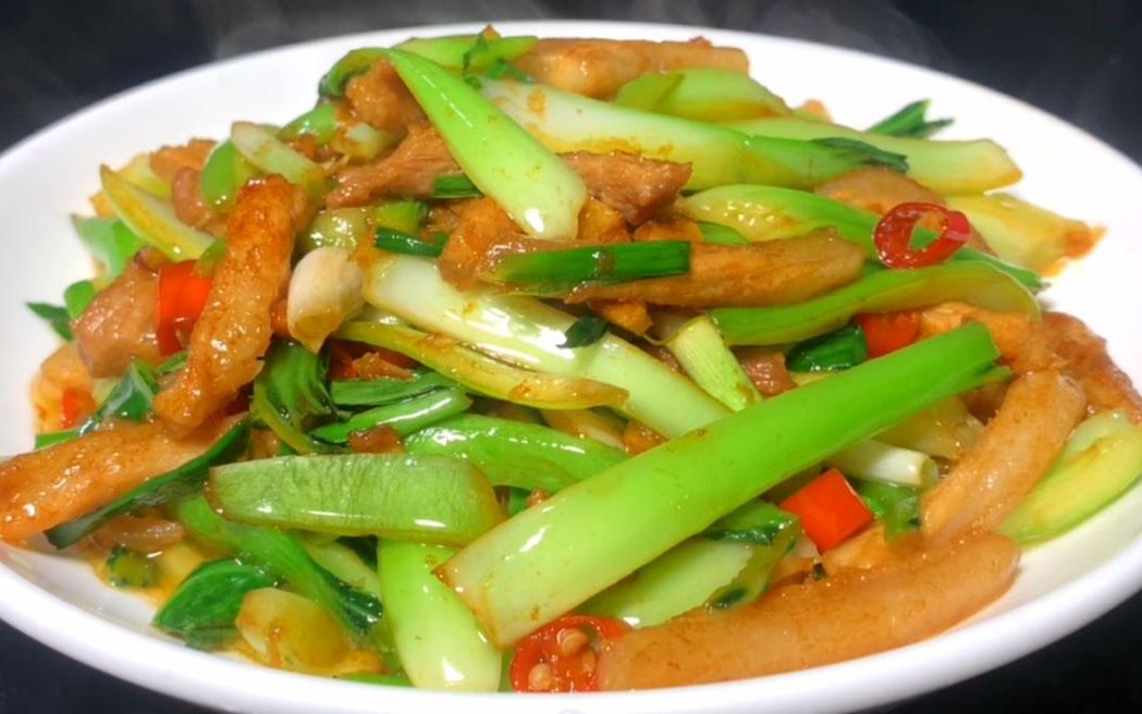 小油菜炒肉非常下饭的家常做法,鲜香脆爽,开胃下饭,做法也简单