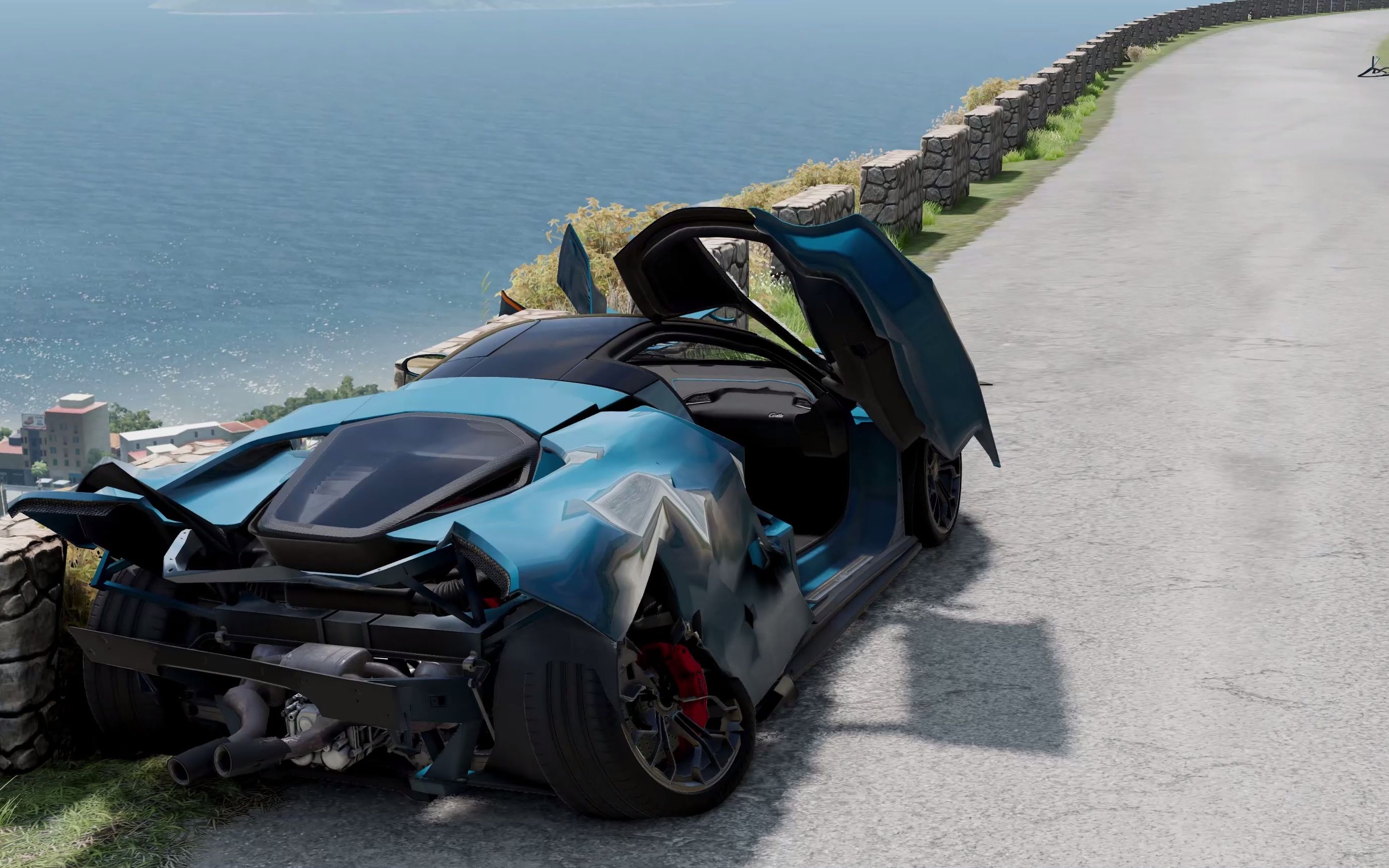 跑车瞬间报废 游戏beamng模拟