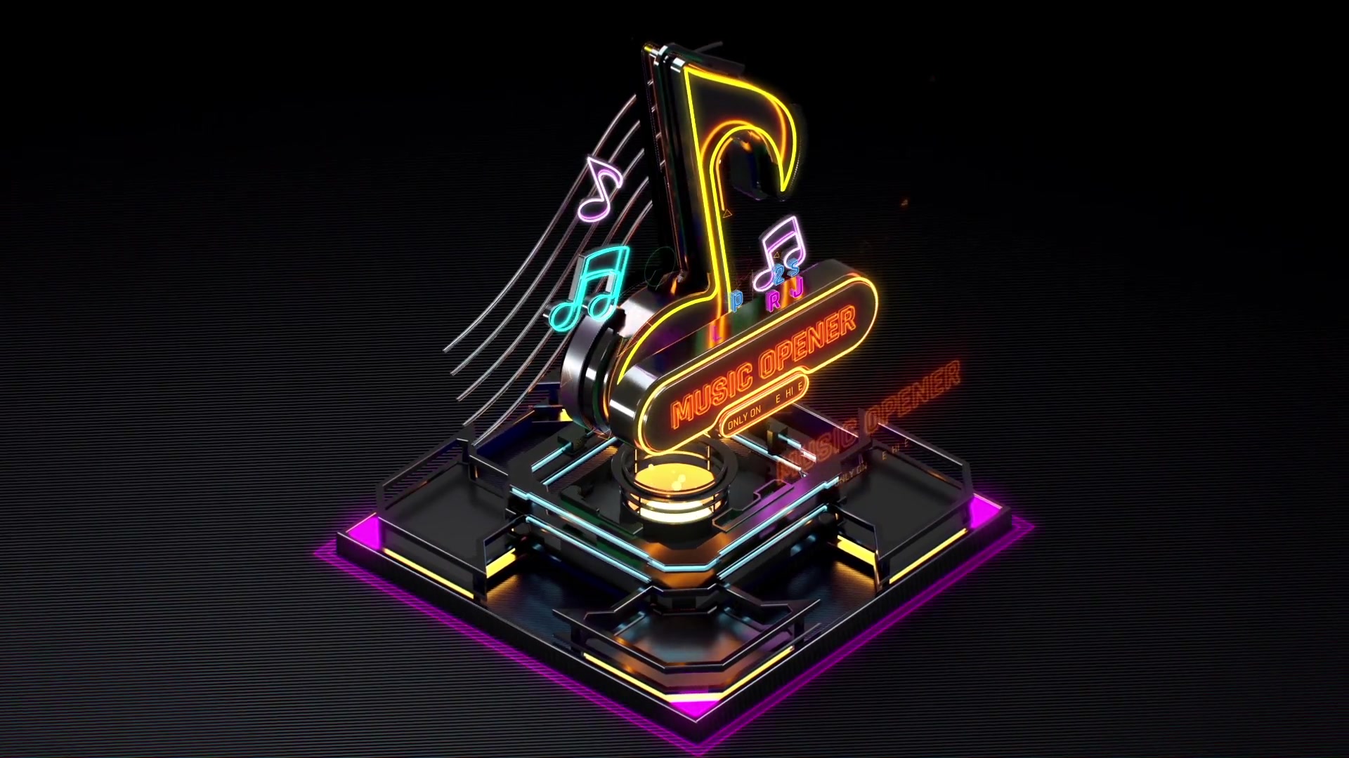 ae模板-音乐霓虹灯开场片头