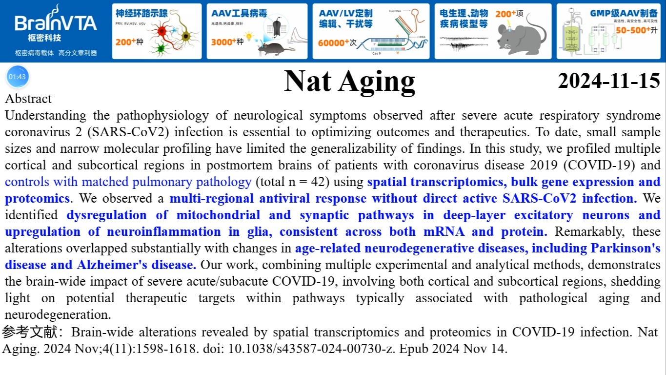 Nature Aging—新冠病毒感染可以引起大脑衰退?来自多组学研究的最新证据!哔哩哔哩bilibili