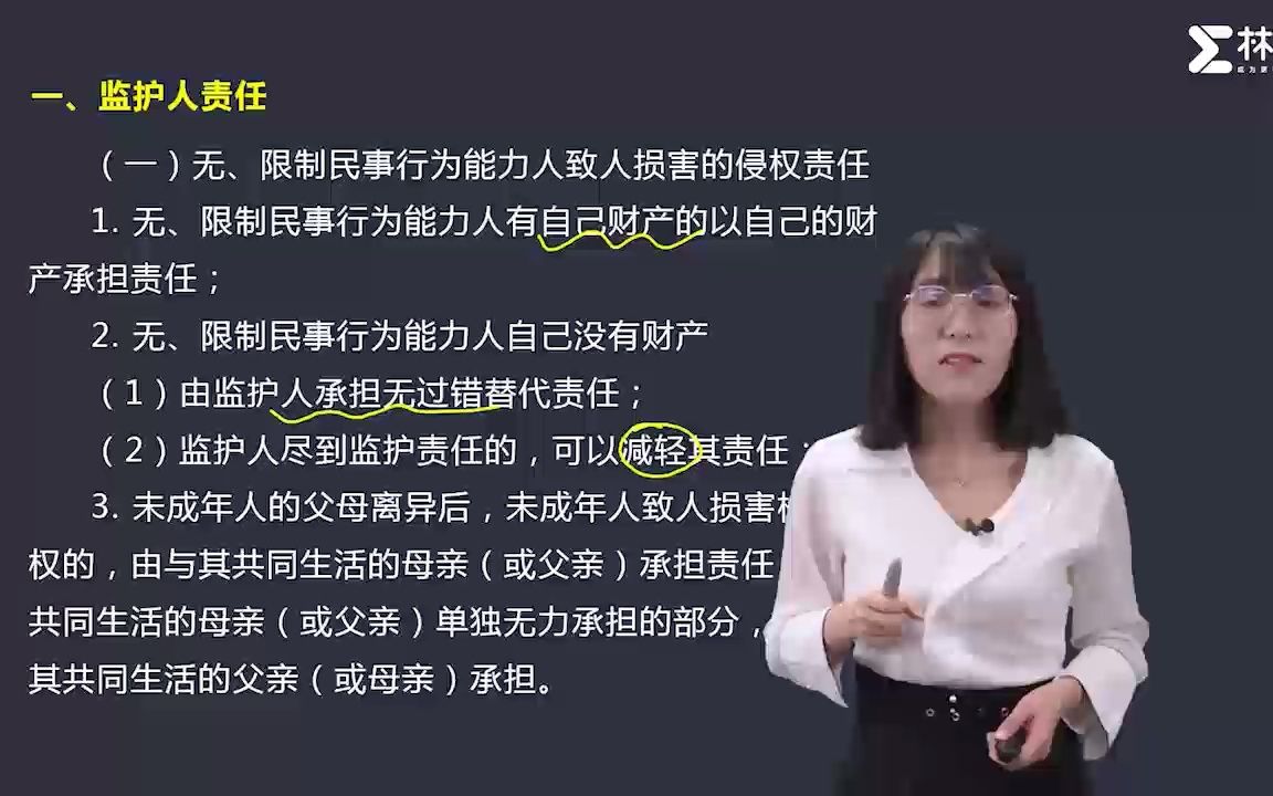 王霞法律职业资格考试民法系统精讲责任主体特殊规定哔哩哔哩bilibili