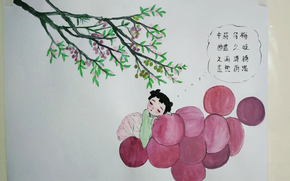 国风手绘,中药拟人—乌梅,绘画也可以很有趣,创意绘画
