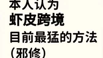 本人认为虾皮跨境目前最猛的方法（邪修）