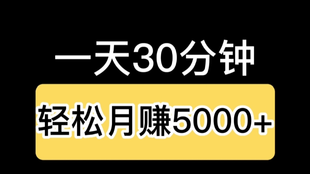 刘哥随笔:一天30分钟,轻松月赚5000+哔哩哔哩bilibili