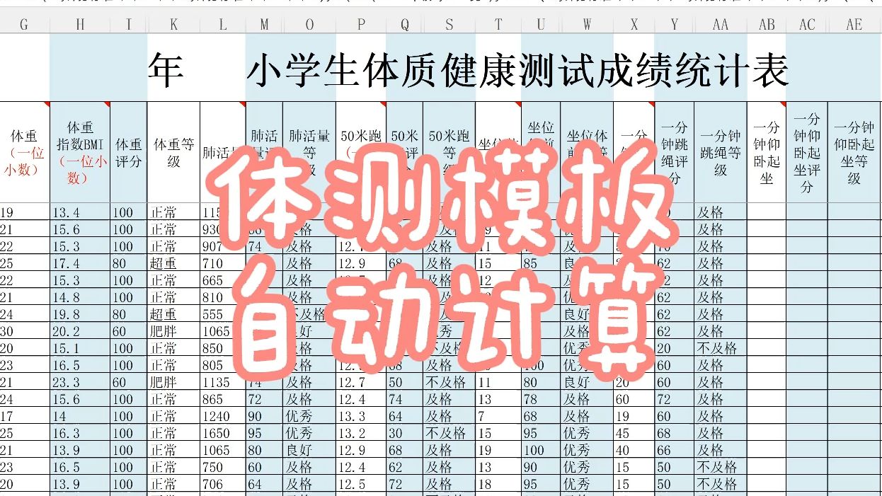 国家体测成绩自动计分表(免费)哔哩哔哩bilibili